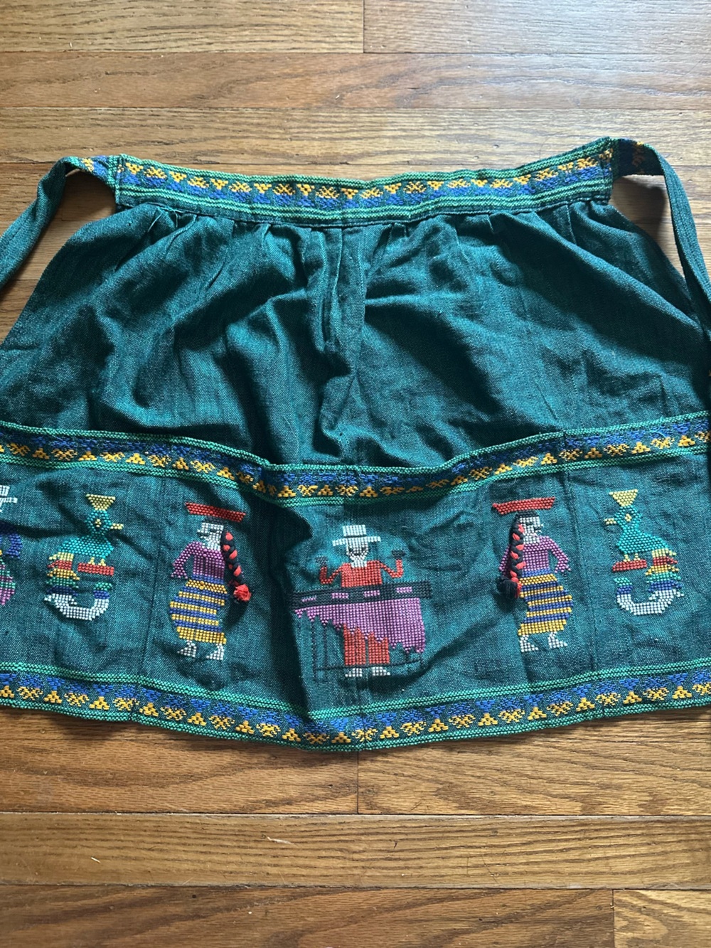 Handwoven Aztec Teal Embroidered Waist Apron Wrap - Unbranded - Picture 4 of 8